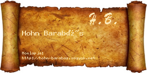 Hohn Barabás névjegykártya